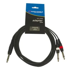 ACCU-CABLE AC-J6S-2J6M/3 Cable 1 x 6,3mm Jack Stereo- 2 x 6,3mm Jack Mono 3m