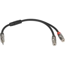 Metro Audio Systems PY-040 Audio Cable 1 x 3.5mm Mini Jack Stereo Male to 2 x 3.5mm Mini Jack Stereo Female 0.25m Black