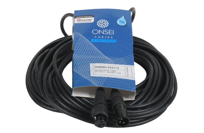 Onsei ONIPRO-323115 Καλώδιο μικροφωνικό 3-pin XLR Αρσενικό σε 3-pin XLR Θηλυκό 15m με REAN connectors και προστασία IP65