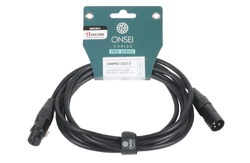 Onsei ONPRO-32313 Καλώδιο μικροφωνικό 3-pin XLR Αρσενικό σε 3-pin XLR Θηλυκό 3m με REAN connectors
