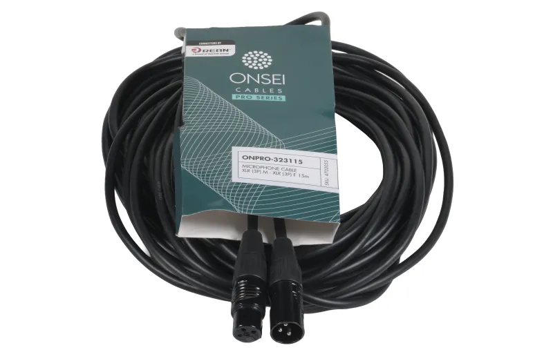 Onsei ONPRO-323115 Καλώδιο μικροφωνικό 3-pin XLR Αρσενικό σε 3-pin XLR Θηλυκό 15m με REAN connectors