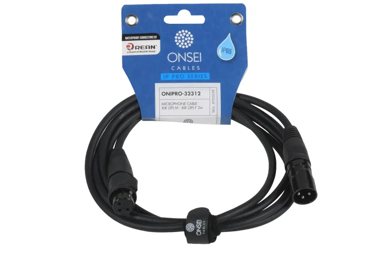 Onsei ONIPRO-32311 Καλώδιο μικροφωνικό 3-pin XLR Αρσενικό σε 3-pin XLR Θηλυκό 2m με REAN connectors και προστασία IP65
