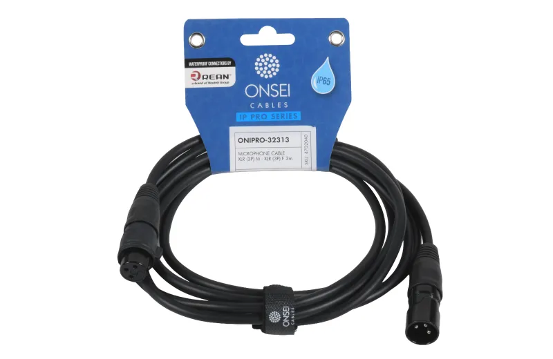 Onsei ONIPRO-32313 Καλώδιο μικροφωνικό 3-pin XLR Αρσενικό σε 3-pin XLR Θηλυκό 3m με REAN connectors και προστασία IP65