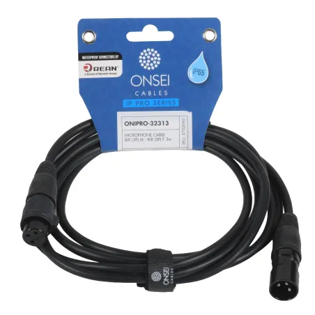 Onsei ONIPRO-32313 Καλώδιο μικροφωνικό 3-pin XLR Αρσενικό σε 3-pin XLR Θηλυκό 3m με REAN connectors και προστασία IP65