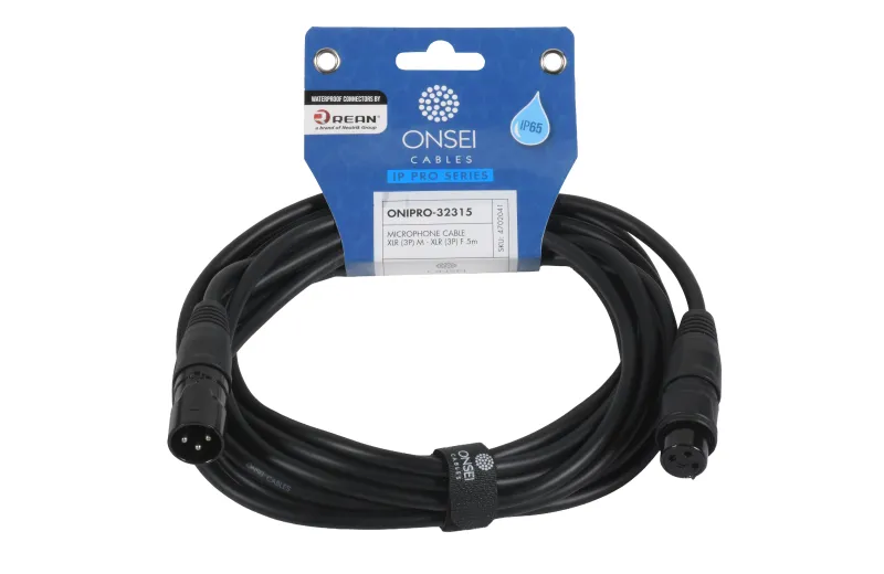 Onsei ONIPRO-32315 Καλώδιο μικροφωνικό 3-pin XLR Αρσενικό σε 3-pin XLR Θηλυκό 5m με REAN connectors και προστασία IP65