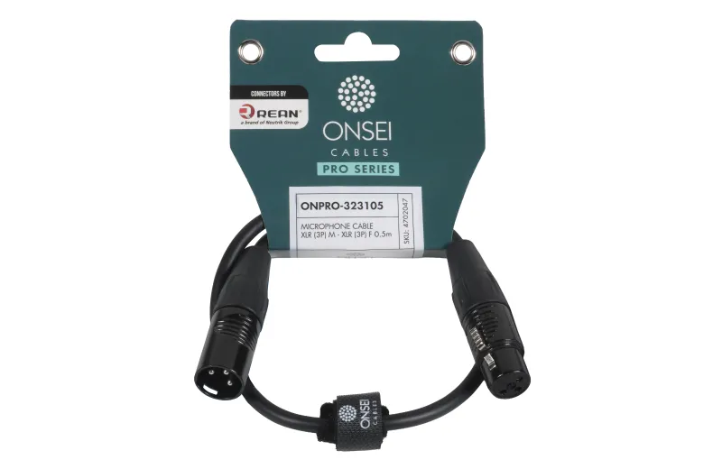 Onsei ONPRO-323105 Καλώδιο μικροφωνικό 3-pin XLR Αρσενικό σε 3-pin XLR Θηλυκό 0,5m με REAN connectors