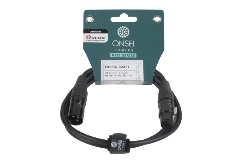Onsei ONPRO-32311 Καλώδιο μικροφωνικό 3-pin XLR Αρσενικό σε 3-pin XLR Θηλυκό 1m με REAN connectors
