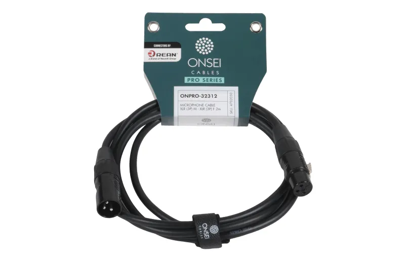 Onsei ONPRO-32312 Καλώδιο μικροφωνικό 3-pin XLR Αρσενικό σε 3-pin XLR Θηλυκό 2m με REAN connectors