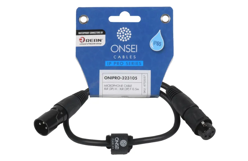 Onsei ONIPRO-323105 Καλώδιο μικροφωνικό 3-pin XLR Αρσενικό σε 3-pin XLR Θηλυκό 0,5m με REAN connectors και προστασία IP65