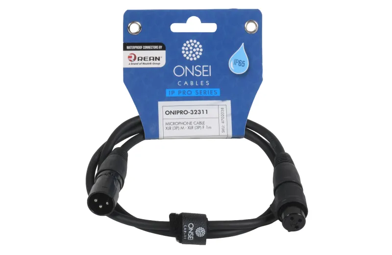Onsei ONIPRO-32311 Καλώδιο μικροφωνικό 3-pin XLR Αρσενικό σε 3-pin XLR Θηλυκό 1m με REAN connectors και προστασία IP65