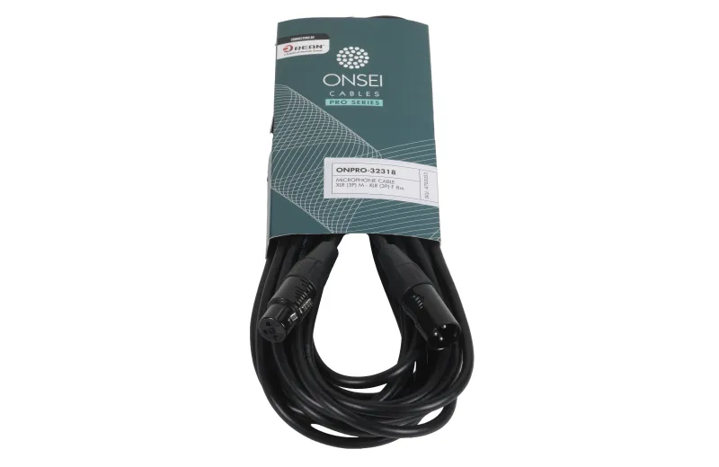 Onsei ONPRO-32318 Καλώδιο μικροφωνικό 3-pin XLR Αρσενικό σε 3-pin XLR Θηλυκό 8m με REAN connectors