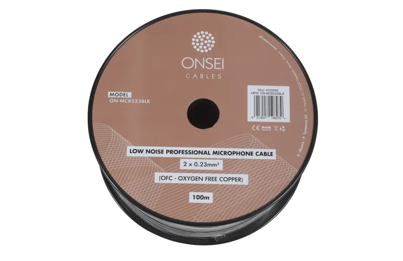 Onsei ON-MCB223BLK Καλώδιο Μικροφωνικό 2 x 0.23mm2 - Μαύρο (Τιμή ανά Μέτρο)