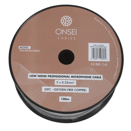 Onsei ON-MCB223BLK Καλώδιο Μικροφωνικό 2 x 0.23mm2 - Μαύρο (Τιμή ανά Μέτρο)