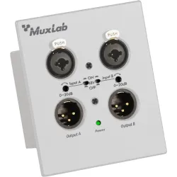 Muxlab Dante 2-Channel XLR Wall-Plate, White