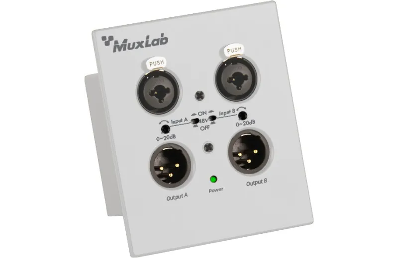 Muxlab Dante 2-Channel XLR Wall-Plate, White