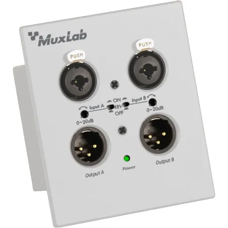 Muxlab Dante 2-Channel XLR Wall-Plate, White