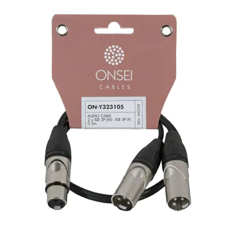 Onsei ON-Y323105 Καλώδιο σήματος 2 x 3-pin XLR Αρσενικό - 3-pin XLR Θηλυκό 0,5m