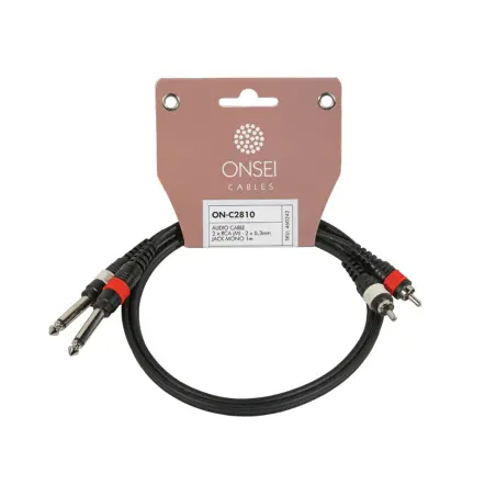 Onsei ON-C2810 Καλώδιο σήματος 2 x RCA Αρσενικό - 2 x 6,3mm Jack Mono 1m