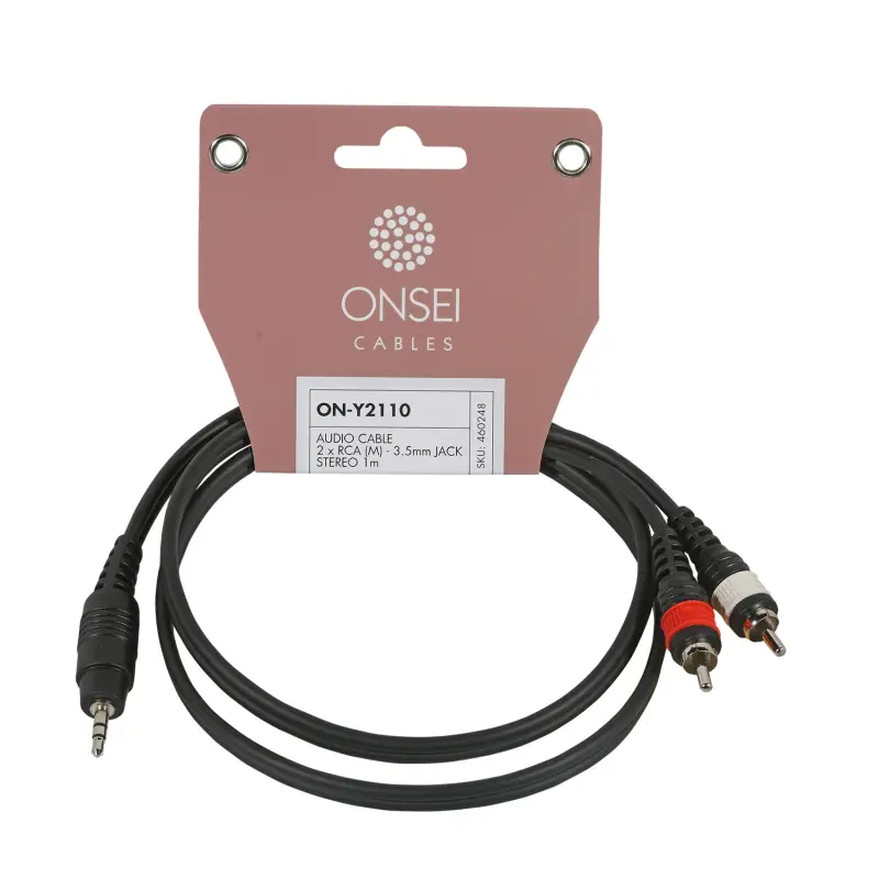 Onsei ON-Y2110 Καλώδιο σήματος 2 x RCA Αρσενικο - 3,5mm mini Jack Stereo 1m