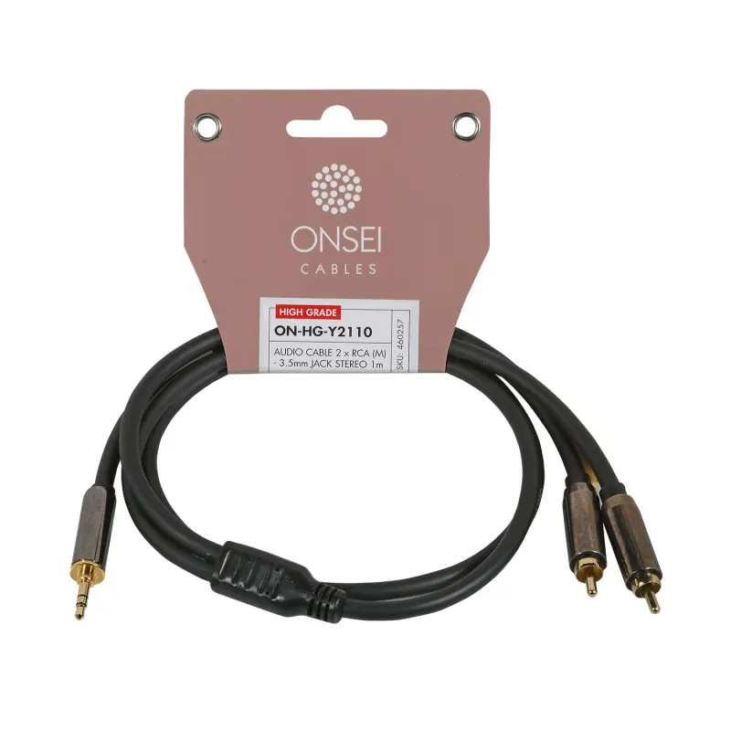 Onsei ON-HG-Y2110 High Grade Καλώδιο σήματος 2 x RCA Αρσενικό - 3,5mm mini Jack Stereo 1m