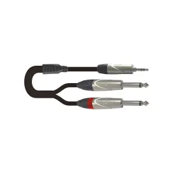 Onsei ON-Y232130 Καλώδιο Σήματος 2 x 6.3mm Jack Αρσενικά Μονοφωνικά σε 3.5mm Mini Jack Στερεοφωνικό 2m